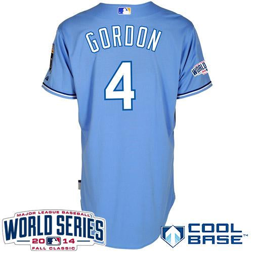Custom Fan-Made Alex Gordon Kansas City Royals #4 Blue 2014 Baseball Jersey