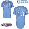 Custom Fan-Made Salvador Perez Kansas City Royals #13 Blue 2014 Baseball Jersey