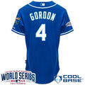 Custom Fan-Made Alex Gordon Kansas City Royals #4 Blue 2014 Baseball Jersey