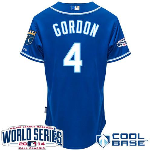 Custom Fan-Made Alex Gordon Kansas City Royals #4 Blue 2014 Baseball Jersey