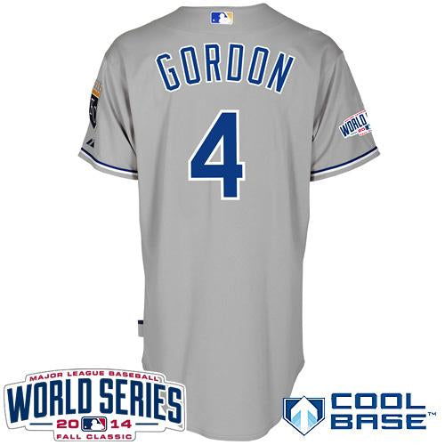 Custom Fan-Made Alex Gordon Kansas City Royals #4 Grey 2014 Baseball Jersey