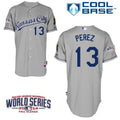 Custom Fan-Made Salvador Perez Kansas City Royals #13 Grey 2014 Baseball Jersey