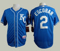 Custom Fan-Made Alcides Escobar Kansas City Royals #2 Blue Baseball Jersey