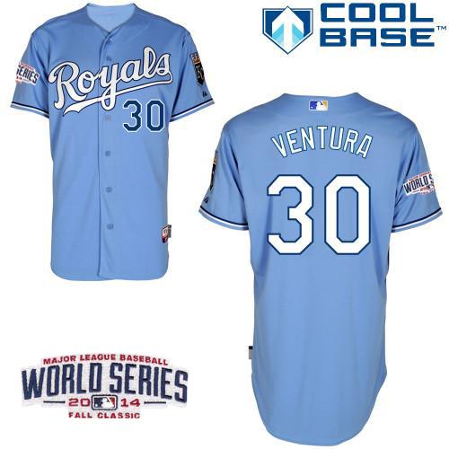 Custom Fan-Made Yordano Ventura Kansas City Royals #30 Blue 2014 Baseball Jersey