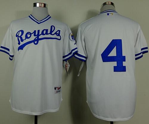 Custom Fan-Made Alex Gordon Kansas City Royals #4 White 1974 Throwback Turn Back Clock Edition Baseball Jersey