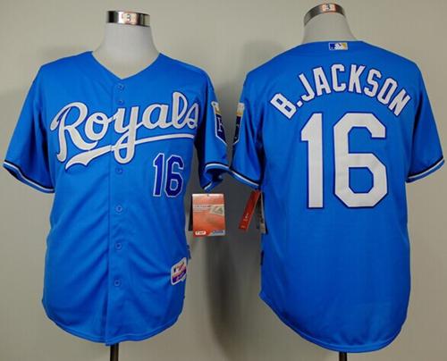 Custom Fan-Made Bo Jackson Kansas City Royals #16 Blue Baseball Jersey