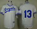 Custom Fan-Made Salvador Perez Kansas City Royals #13 White 1974 Throwback Turn Back Clock Edition Baseball Jersey