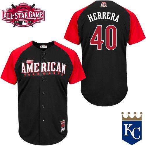 Custom Fan-Made Kelvin Herrera Kansas City Royals #40 Black 2015 All-Star Edition Baseball Jersey