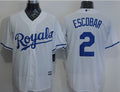 Custom Fan-Made Alcides Escobar Kansas City Royals #2 White Baseball Jersey