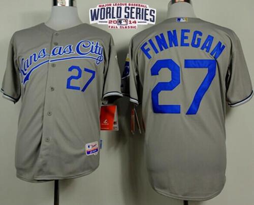 Custom Fan-Made Brandon Finnegan Kansas City Royals #27 Grey 2014 Baseball Jersey