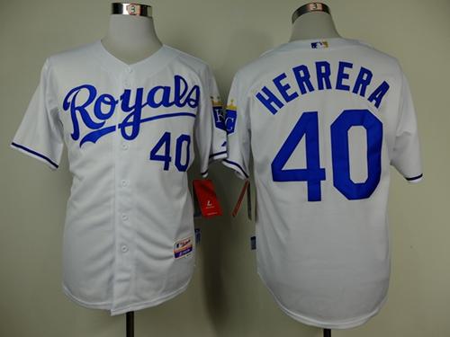 Custom Fan-Made Kelvin Herrera Kansas City Royals #40 White Baseball Jersey