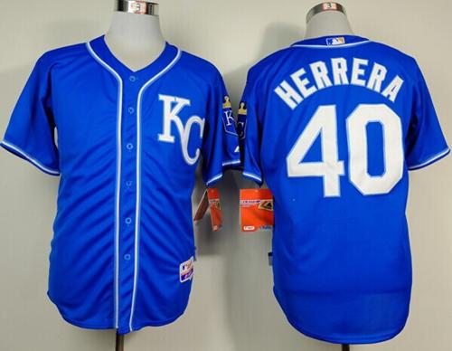 Custom Fan-Made Kelvin Herrera Kansas City Royals #40 Blue Baseball Jersey