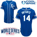 Custom Fan-Made Omar Infante Kansas City Royals #14 Blue 2014 Baseball Jersey
