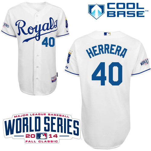 Custom Fan-Made Kelvin Herrera Kansas City Royals #40 White 2014 Baseball Jersey