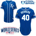 Custom Fan-Made Kelvin Herrera Kansas City Royals #40 Blue 2014 Baseball Jersey
