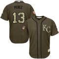 Custom Fan-Made Salvador Perez Kansas City Royals #13 Green Service Edition Baseball Jersey