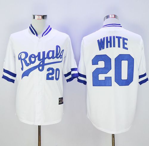 Custom Fan-Made Frank Kansas City Royals #20 White Throwback Baseball Jersey