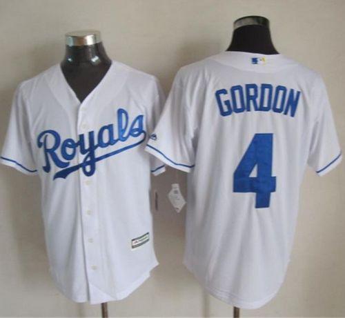 Custom Fan-Made Alex Gordon Kansas City Royals #4 White Baseball Jersey