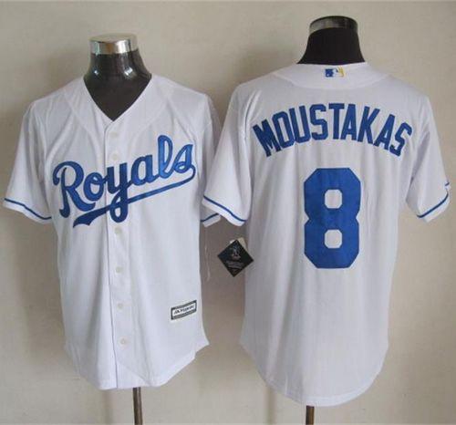 Custom Fan-Made Mike Moustakas Kansas City Royals #8 White Baseball Jersey