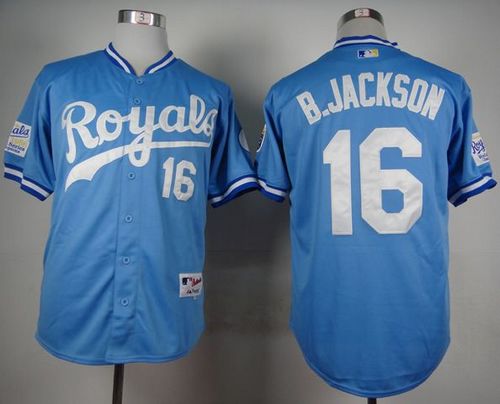 Custom Fan-Made Bo Jackson Kansas City Royals #16 Blue 1985 Throwback Turn Back Clock Edition Baseball Jersey