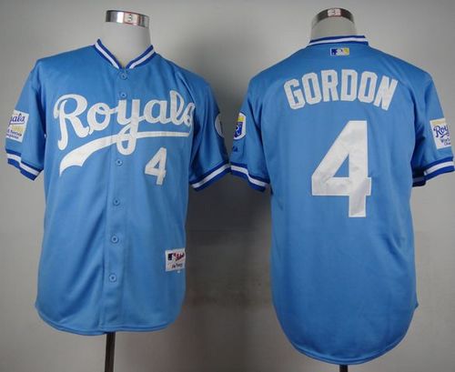 Custom Fan-Made Alex Gordon Kansas City Royals #4 Blue 1985 Throwback Turn Back Clock Edition Baseball Jersey