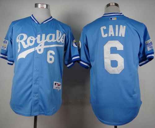Custom Fan-Made Lorenzo Cain Kansas City Royals #6 Blue 1985 Throwback Turn Back Clock Edition Baseball Jersey