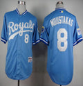 Custom Fan-Made Mike Moustakas Kansas City Royals #8 Blue 1985 Throwback Turn Back Clock Edition Baseball Jersey