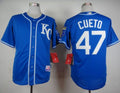 Custom Fan-Made Johnny Cueto Kansas City Royals #47 Blue Baseball Jersey