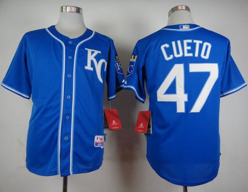 Custom Fan-Made Johnny Cueto Kansas City Royals #47 Blue Baseball Jersey