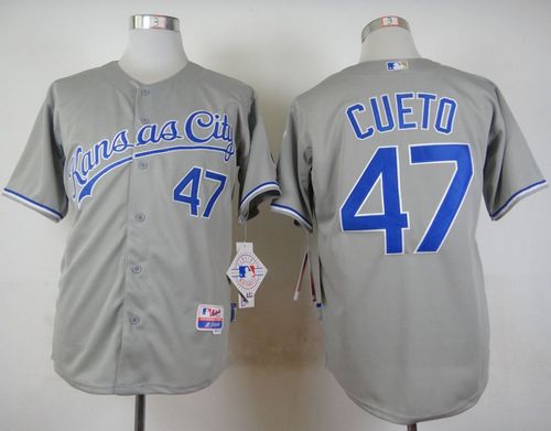 Custom Fan-Made Johnny Cueto Kansas City Royals #47 Grey Baseball Jersey