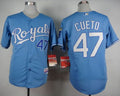 Custom Fan-Made Johnny Cueto Kansas City Royals #47 Blue Baseball Jersey