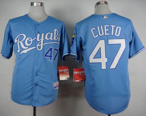 Custom Fan-Made Johnny Cueto Kansas City Royals #47 Blue Baseball Jersey