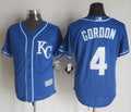 Custom Fan-Made Alex Gordon Kansas City Royals #4 Blue Baseball Jersey