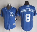 Custom Fan-Made Mike Moustakas Kansas City Royals #8 Blue Baseball Jersey
