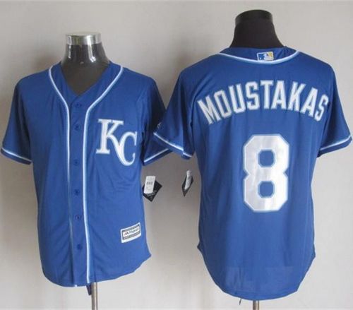 Custom Fan-Made Mike Moustakas Kansas City Royals #8 Blue Baseball Jersey