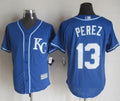 Custom Fan-Made Salvador Perez Kansas City Royals #13 Blue Baseball Jersey