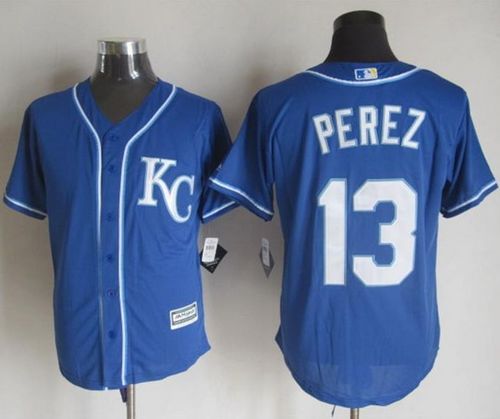 Custom Fan-Made Salvador Perez Kansas City Royals #13 Blue Baseball Jersey