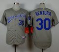 Custom Fan-Made Yordano Ventura Kansas City Royals #30 Grey Baseball Jersey