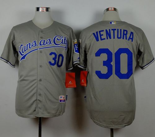 Custom Fan-Made Yordano Ventura Kansas City Royals #30 Grey Baseball Jersey