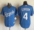 Custom Fan-Made Alex Gordon Kansas City Royals #4 Blue Baseball Jersey