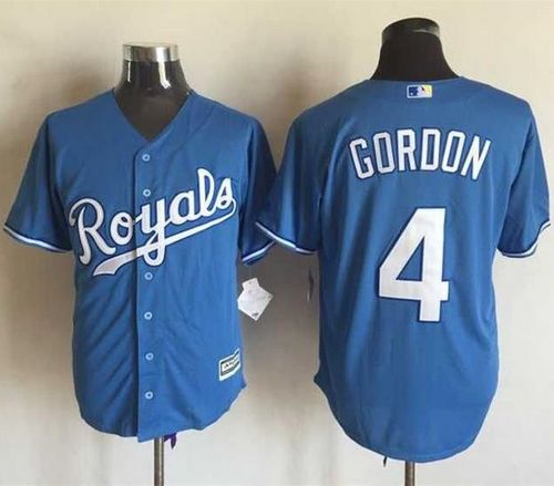 Custom Fan-Made Alex Gordon Kansas City Royals #4 Blue Baseball Jersey