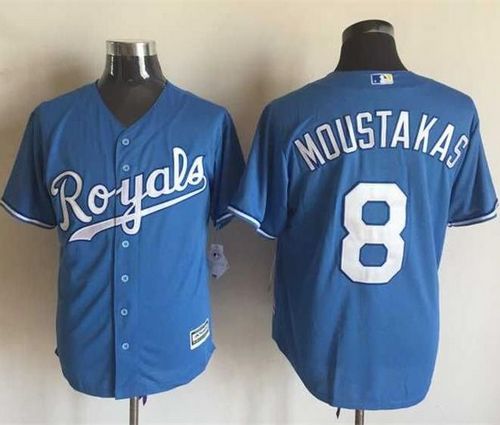 Custom Fan-Made Mike Moustakas Kansas City Royals #8 Blue Baseball Jersey