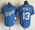 Custom Fan-Made Salvador Perez Kansas City Royals #13 Blue Baseball Jersey
