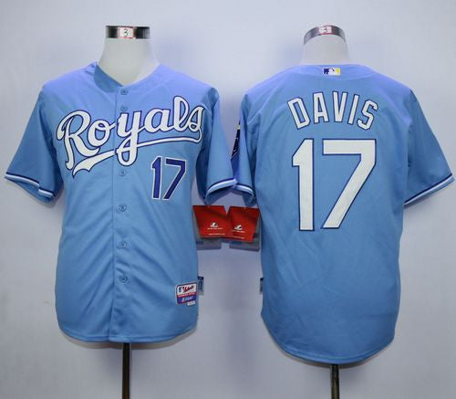 Custom Fan-Made Wade Davis Kansas City Royals #17 Blue Baseball Jersey