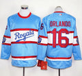 Custom Fan-Made Paulo Orlando Long Kansas City Royals #16 Blue Baseball Jersey