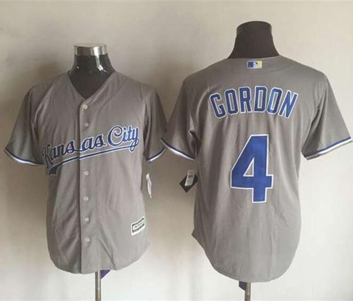 Custom Fan-Made Alex Gordon Kansas City Royals #4 Grey Baseball Jersey