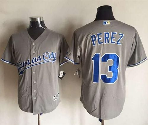 Custom Fan-Made Salvador Perez Kansas City Royals #13 Grey Baseball Jersey