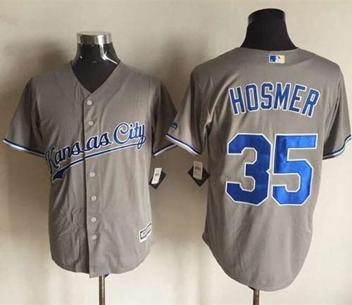 Custom Fan-Made Eric Hosmer Kansas City Royals #35 Grey Baseball Jersey