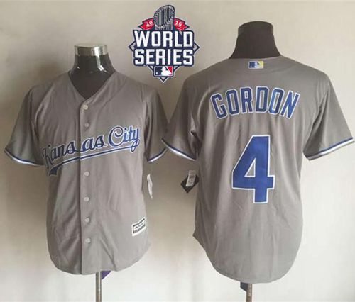 Custom Fan-Made Alex Gordon Kansas City Royals #4 Grey 2015 Baseball Jersey