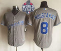 Custom Fan-Made Mike Moustakas Kansas City Royals #8 Grey 2015 Baseball Jersey